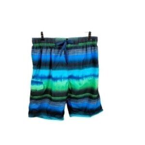 Kanu Surf Nova Striped Men's Swim Trunks In Navy And Green Size Large